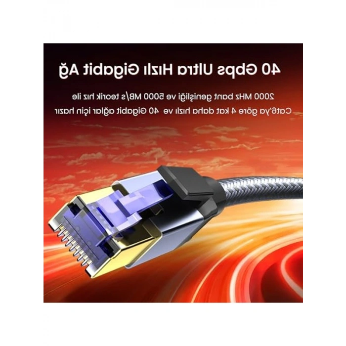 10 Metre CAT8 Ethernet Kablosu, 40Gbps Veri Aktarımı
