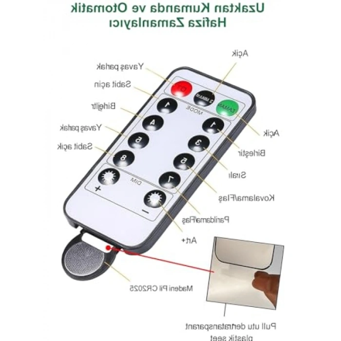 10 Metre Uzunluğunda Sarı LED Peri Işıkları, 8 Modlu