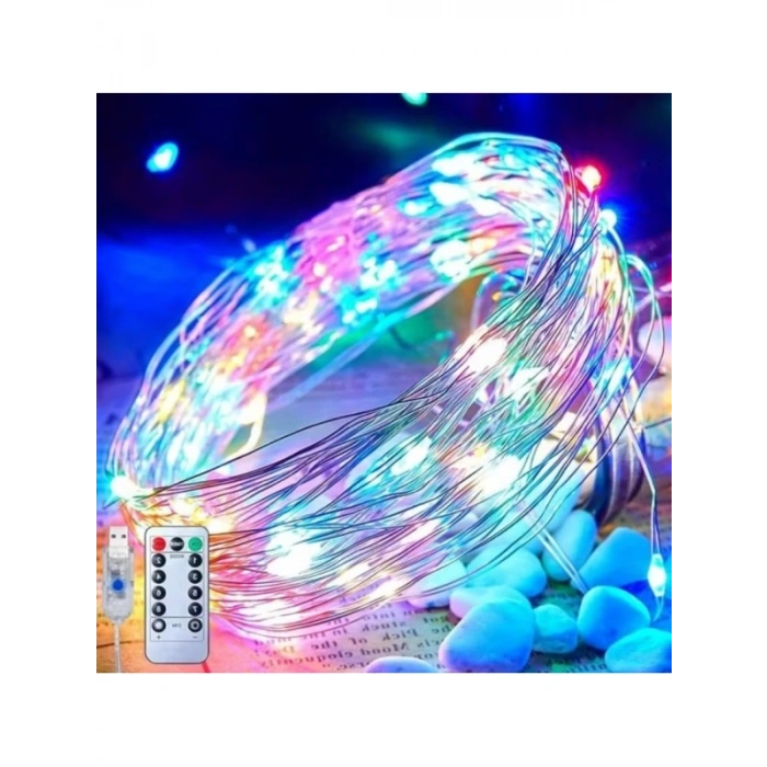 10 Metre Uzunlukta, 50 LED Renkli Peri Işıkları, USB ile Çalışan