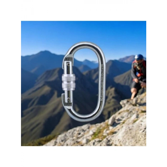 10 mm Kilitli Oval Karabina, Paslanmaz Çelik, Tırmanma İçin Uygun