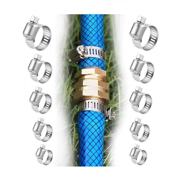 10 parça metal hortum kelepçesi seti, 5 farklı boyutla çok yönlü kullanım