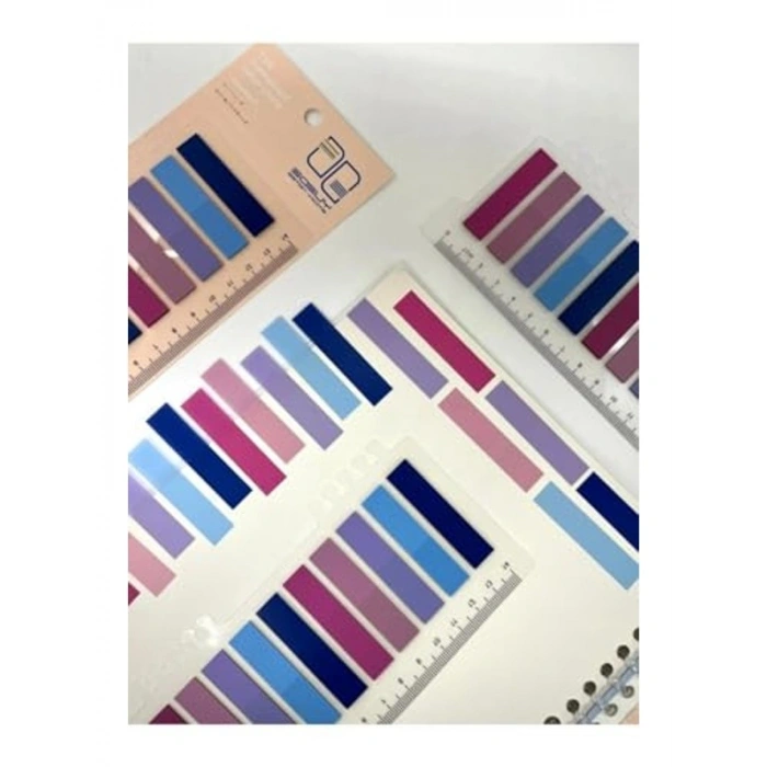 10 Renkli Cetvelli İndeks Sticker Seti, Mavi ve Mor Tonları