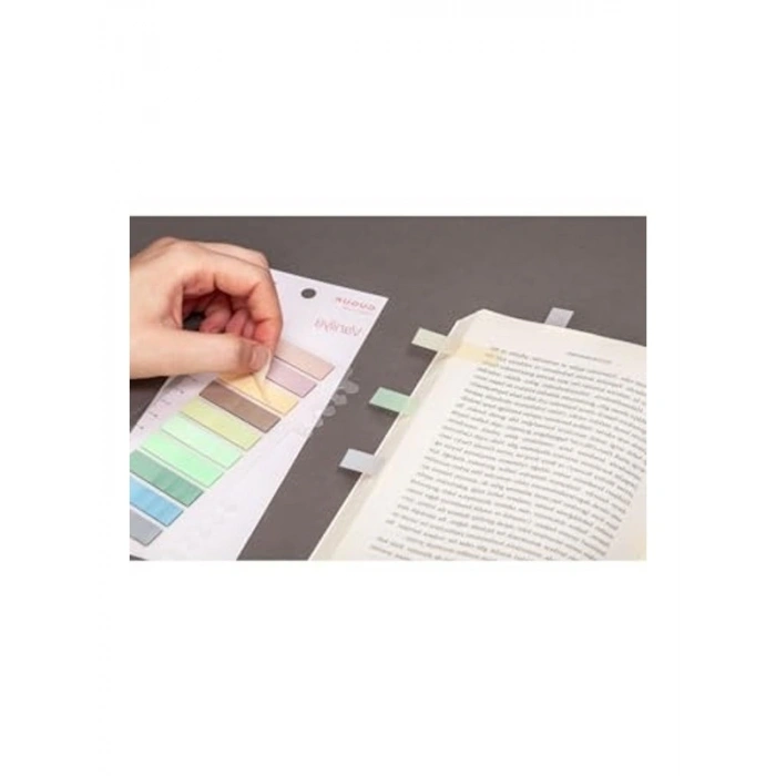 10 Renkli Cetvelli Şeffaf Pet Index, Post-it Yapışkan Notlar