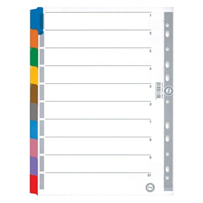 10 Renkli Karton Ayrac - A4 Boyutunda