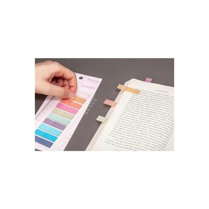 10 Renkli Şeffaf Pet Index - Cetvelli ve Yapışkanlı