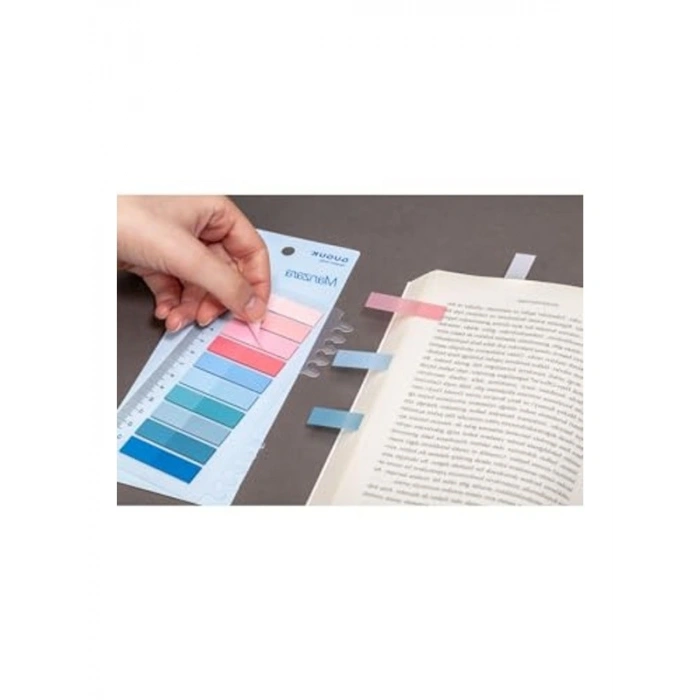 10 Renkli Şeffaf Pet Index ile Manzara Tasarımlı Sticky Note Seti