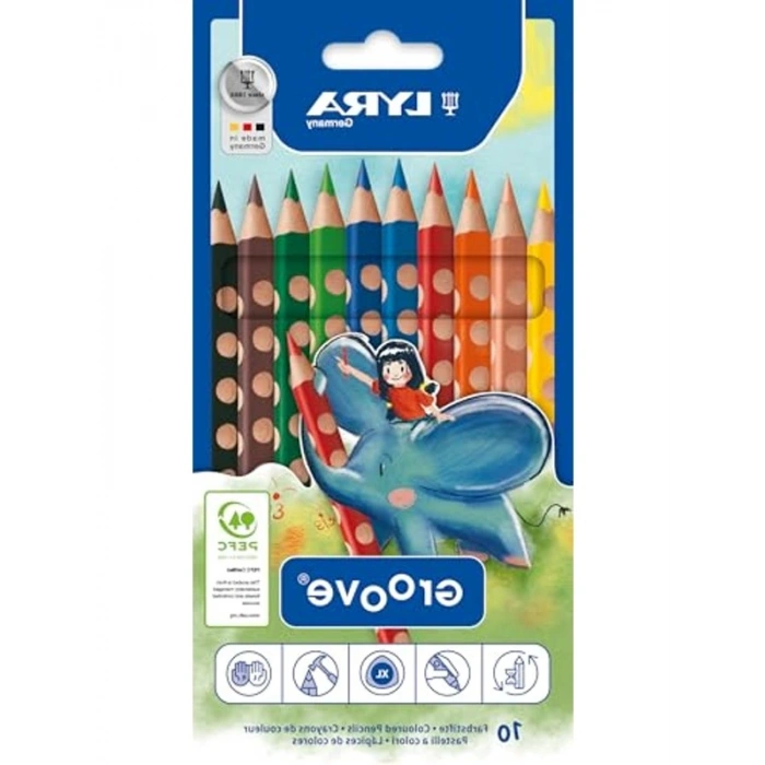 10 Renkli Üçgen Kuru Boya Kalemi Seti