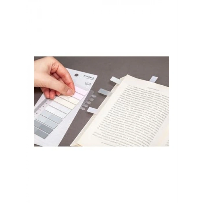 10 Renkli Yapışkan Notlar, Cetvelli, Şeffaf Pet Index