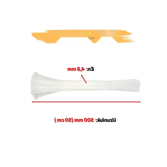 100 Adet 4,8x500 mm Çok Amaçlı Cırt Kelepçe