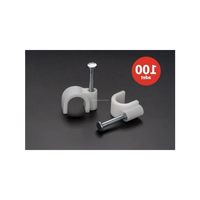 100 Adet Beyaz Çivili Kablo Klipsi - Dayanıklı ve Pratik Kullanım