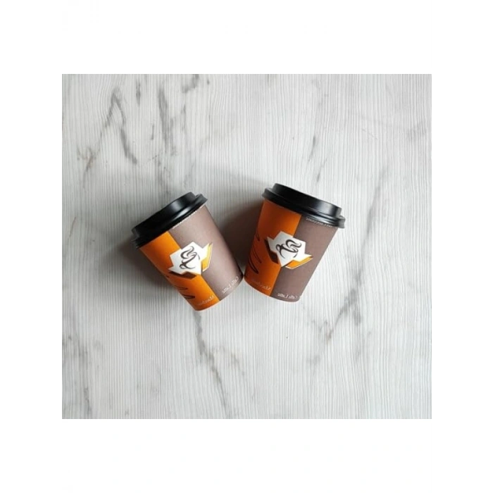 100 Adet Kapaklı Karton Bardak Seti - 8 oz