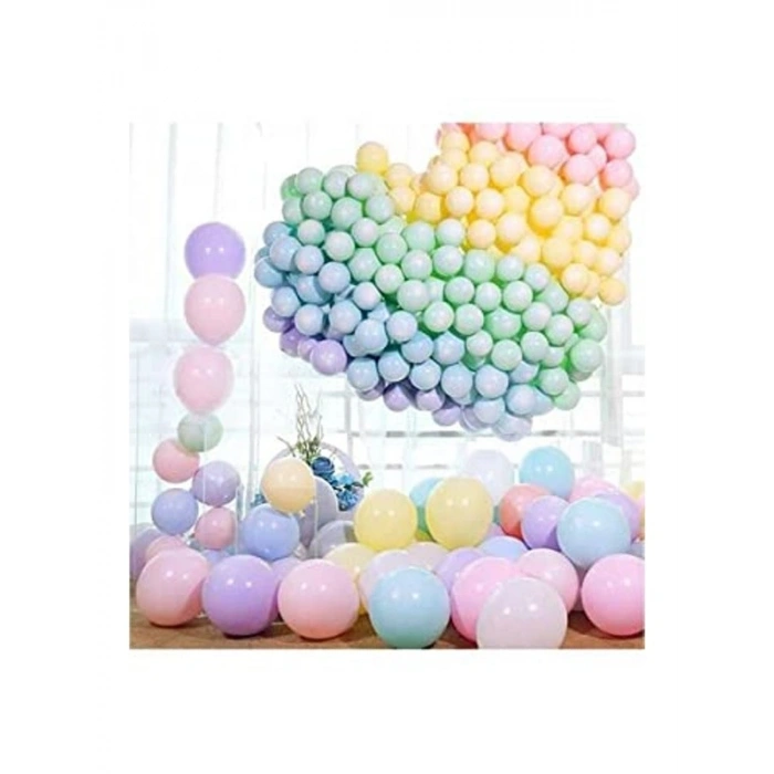 100 Adet Soft Pastel Renkli Makaron Balon Seti ve 5 Metre Balon Zinciri