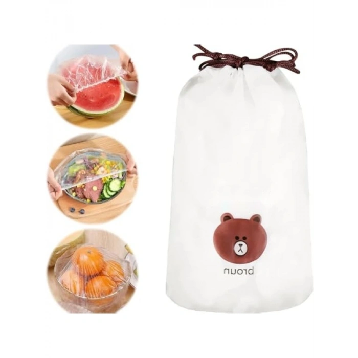 100 Adet Yeniden Kullanılabilir Elastik Yiyecek Koruyucu Kapak Seti