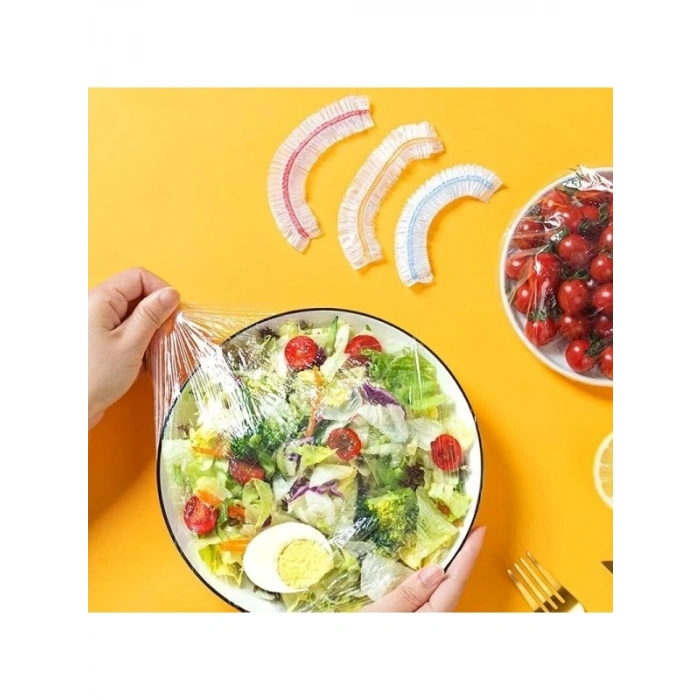 100 Adet Yeniden Kullanılabilir Elastik Yiyecek Koruyucu Kapak Seti