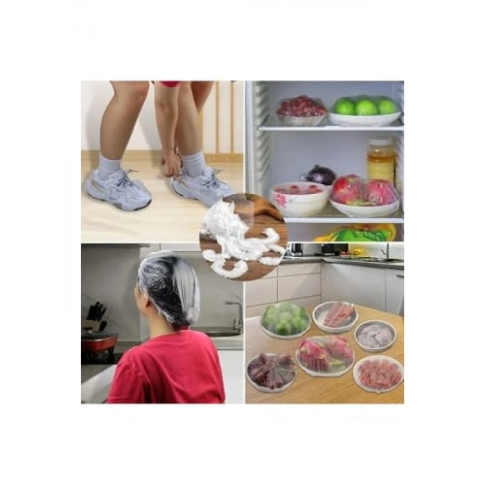 100 Adet Yeniden Kullanılabilir Gıda Saklama Kâse Bonesi - Ayarlanabilir