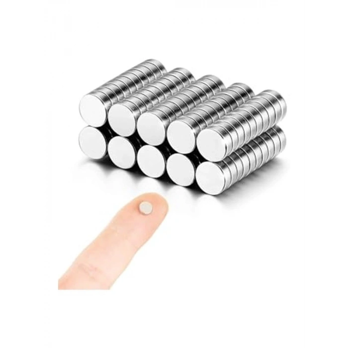 100 Adet Yuvarlak Neodyum Mıknatıs, 6 mm Çap ve 1 mm Kalınlık