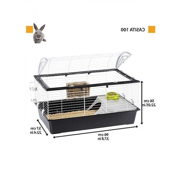 100 cm Beyaz ve Siyah Renkli Hamster Tavşan Kafesi