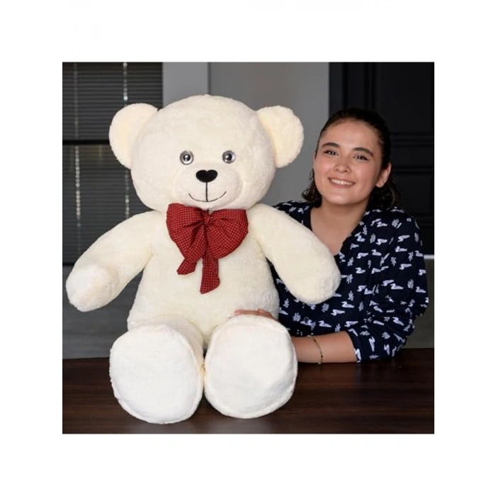 100 cm Boyunda Sevimli Peluş Ayı, Papyonlu Tasarımı ile Sarılmalık Büyük Oyuncak