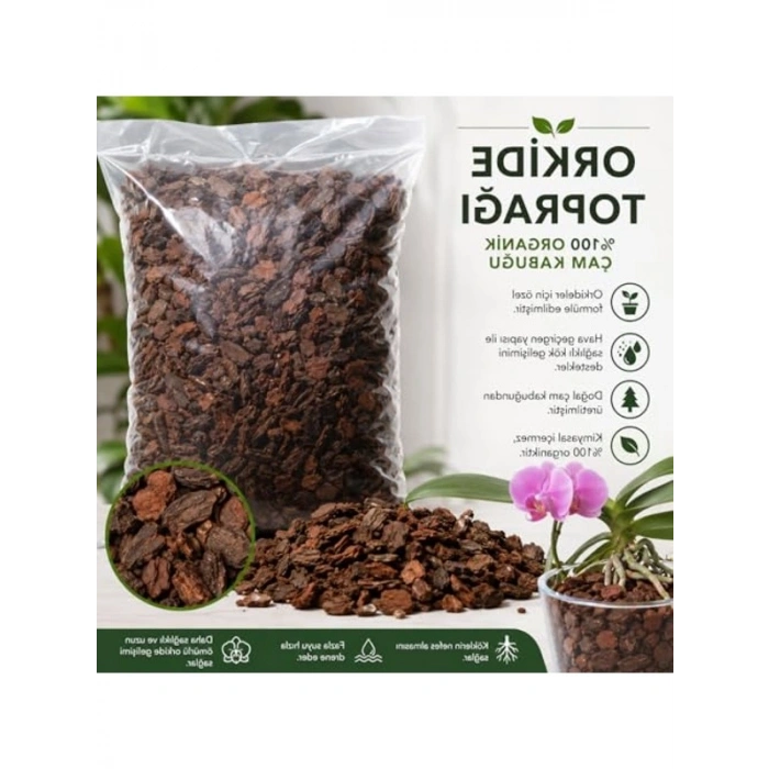 100% Doğal Çam Kabuğu, 1 Litre Orkide Toprağı, Organik Besin