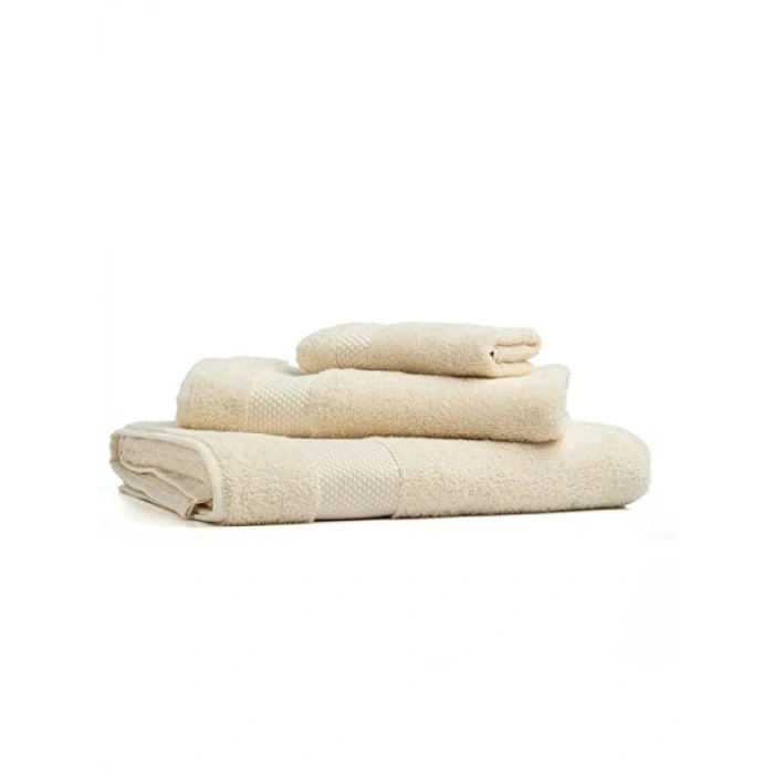 %100 Doğal Pamuklu 3lü Havlu Seti - Krem Renk