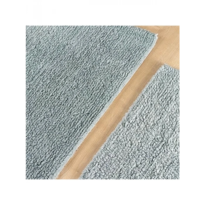 %100 Doğal Pamuklu Banyo Halısı Seti - Gri