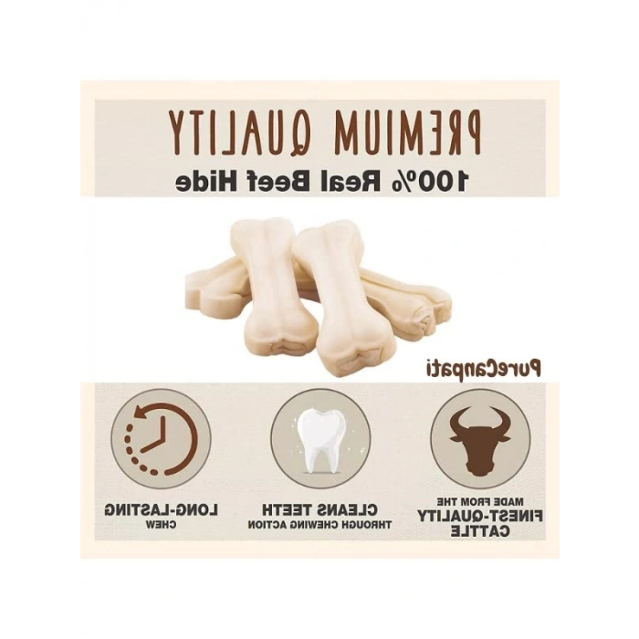 %100 Doğal Sığır Derisi Çiğneme Kemiği - 5li Paket