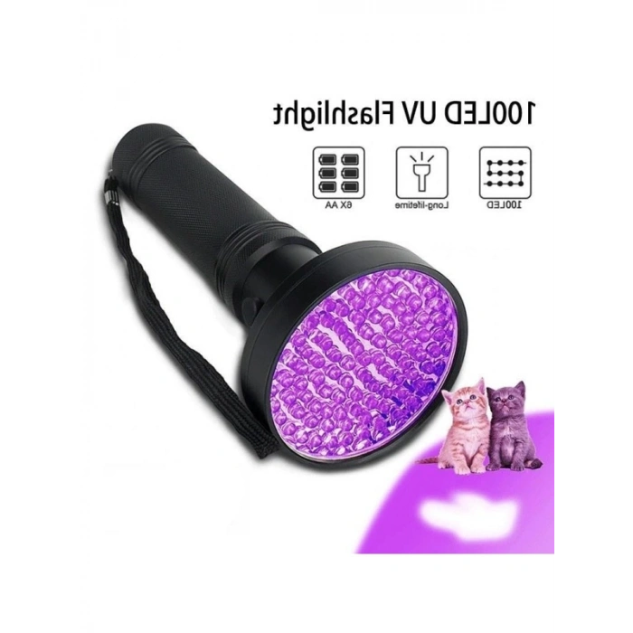 100 LED UV El Feneri - 395nm Mor Işık