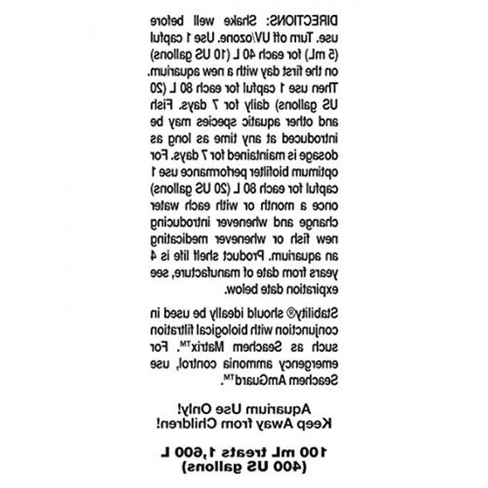 100 ml stabilite ürünü, akvaryum için kullanıma uygun