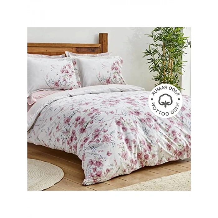 %100 Pamuk Çift Kişilik Nevresim Takımı - Pembe