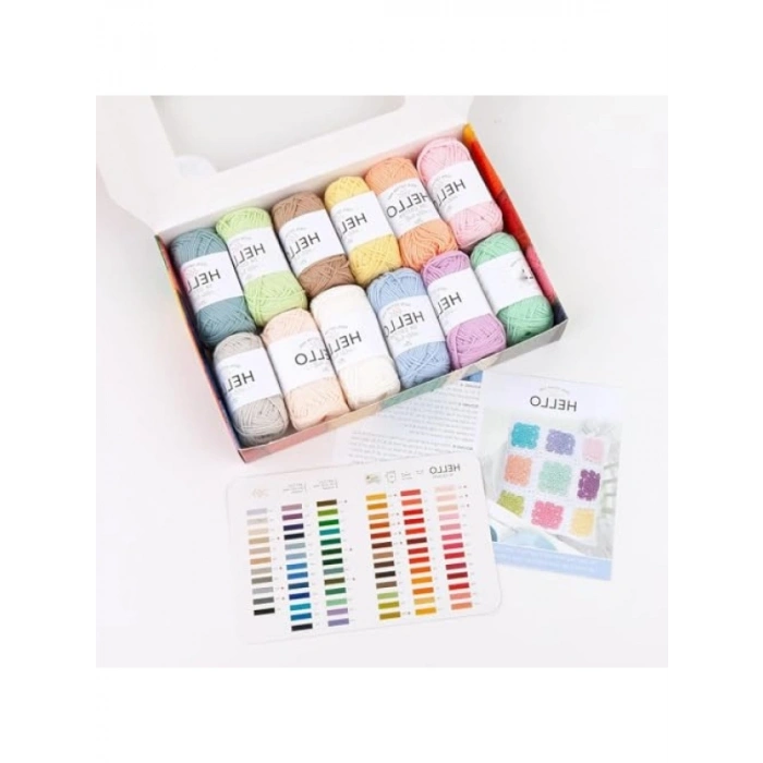 %100 Pamuk İp Seti - 12 x 25g Pastel Renk