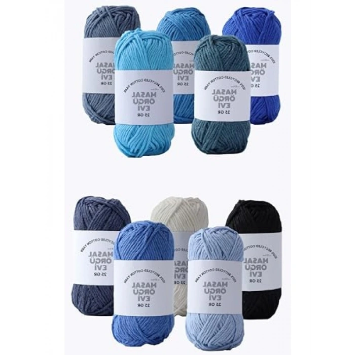 %100 Pamuk Örgü İpi, 25 Gram, 10 Renk Seçeneği