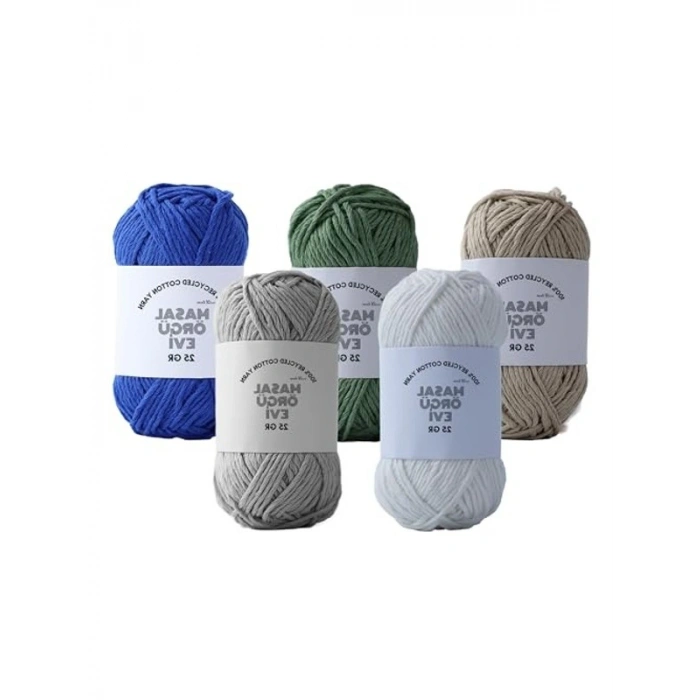 100% Pamuk Örgü İpi, 25 Gram, 10 Renk Seçeneği