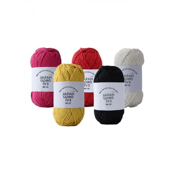 100% Pamuk Örgü İpi, 25 Gram, 10 Renk Seçeneği