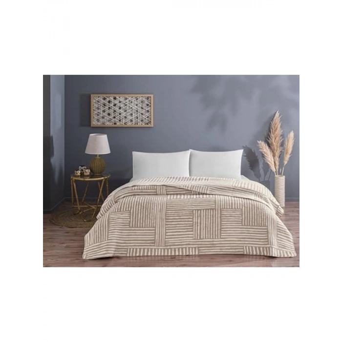 %100 Pamuk Tek Kişilik Battaniye, Bej