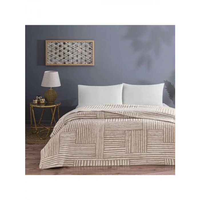 %100 Pamuk Tek Kişilik Battaniye, Bej