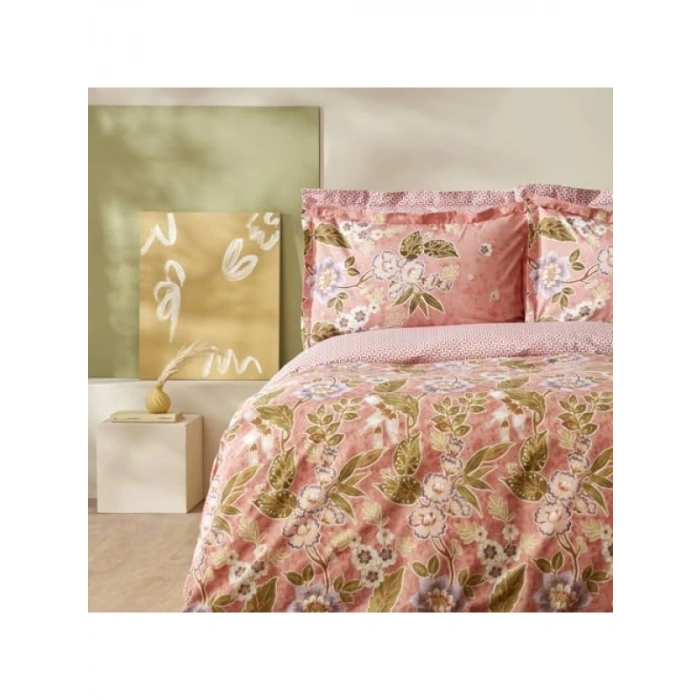 %100 Pamuk Tek Kişilik Nevresim Takımı - Pembe