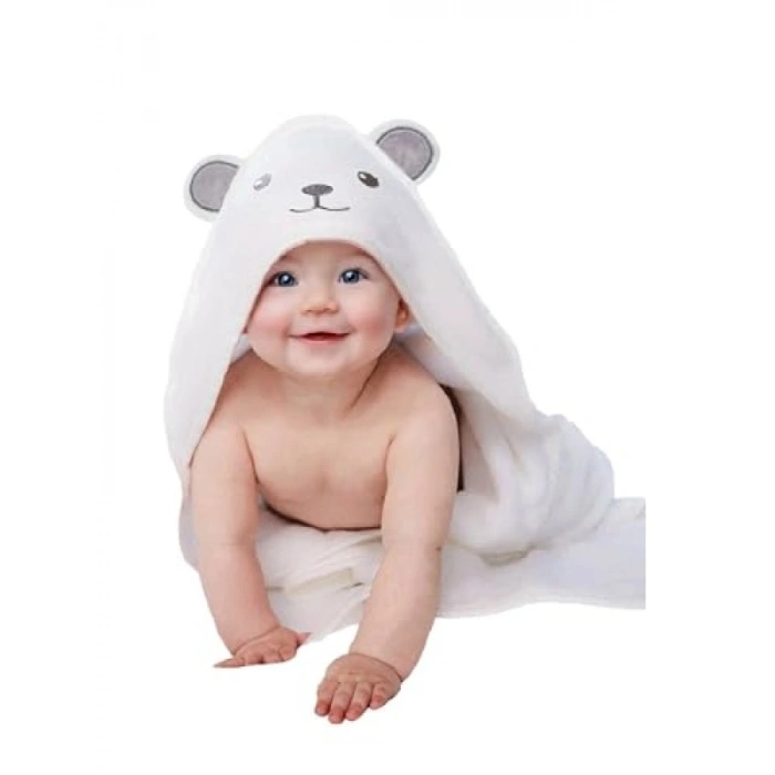 %100 Pamuklu Bambu Havlu Kundak - Ayıcık Kulak Desenli, 75x75 cm