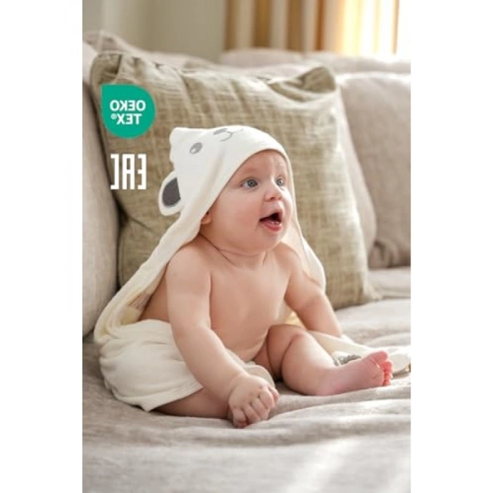 %100 Pamuklu Bambu Havlu Kundak - Ayıcık Kulak Desenli, 75x75 cm