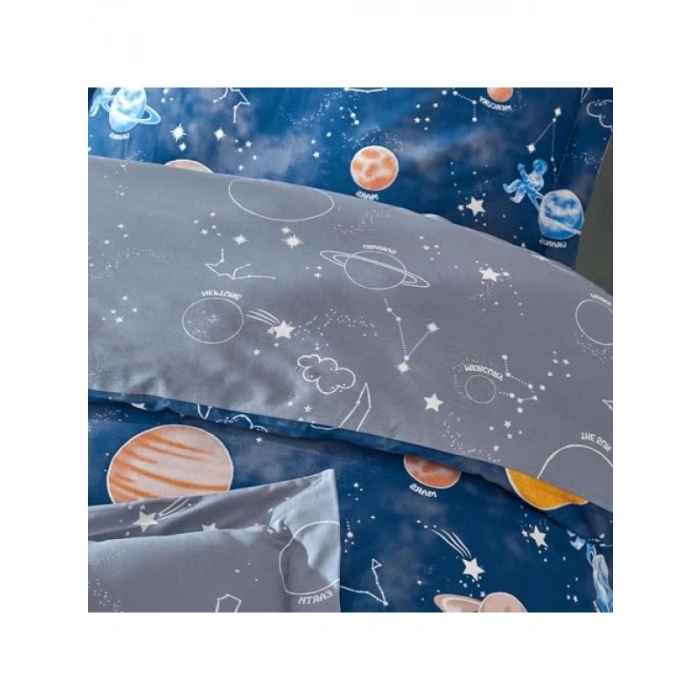 %100 Pamuklu Çift Kişilik Nevresim Takımı - Mavi Renk