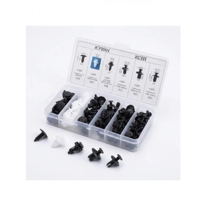 100 Parça Evrensel Plastik Trim Klips Seti - Araç İçi Montaj