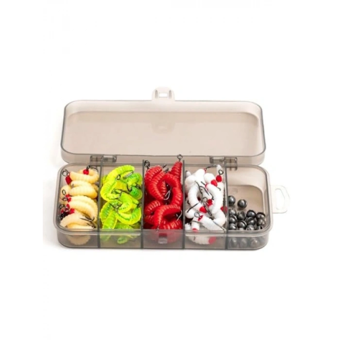 100 Parça Renkli İğneli Yumuşak Silikon Kurtçuk Olta Balık Yemi