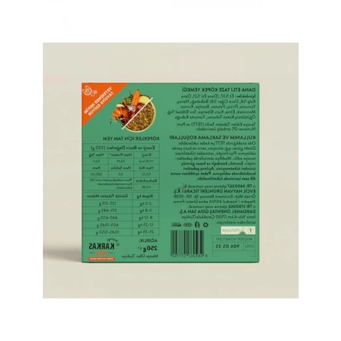 %100 Taze İçerikli Dana Etli Köpek Maması 250 Gr