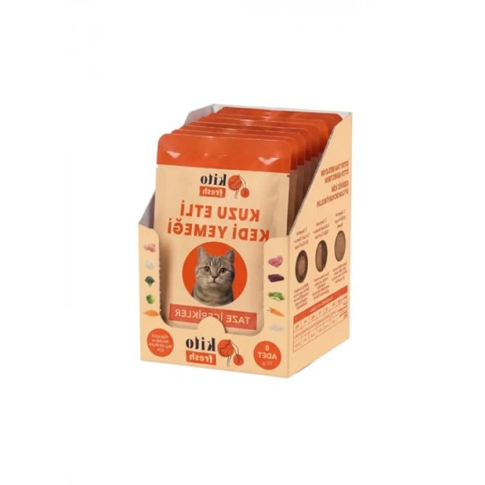 %100 Taze Kuzu Etli Kedi Yemeği, 80 g x 8 Adet