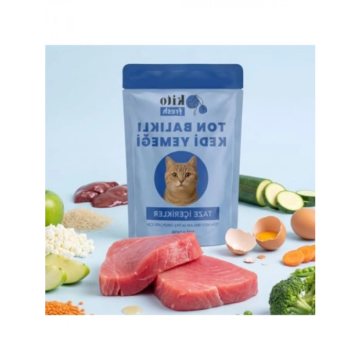 %100 Taze Ton Balıklı Kedi Yemeği, 80 g x 8 Adet