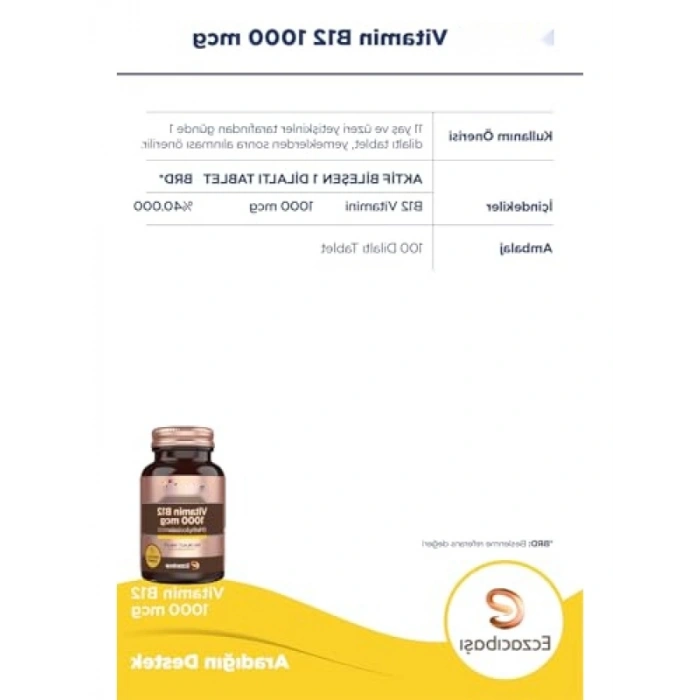1000 mcg Methylcobalamin Vitamin B12, 100 Dilaltı Tablet