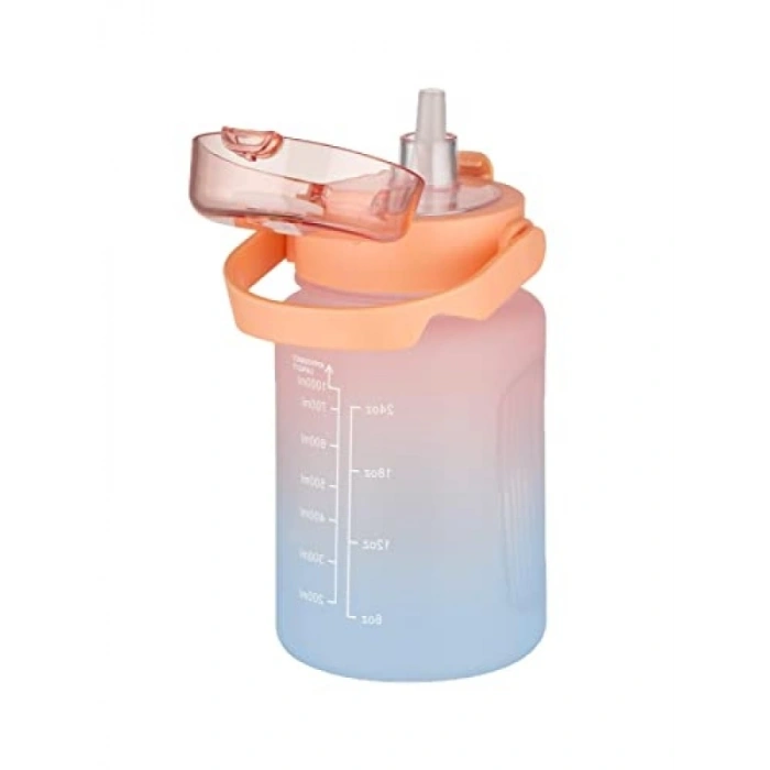 1000 ml Çift Renk Pipetli Motivasyon Matarası