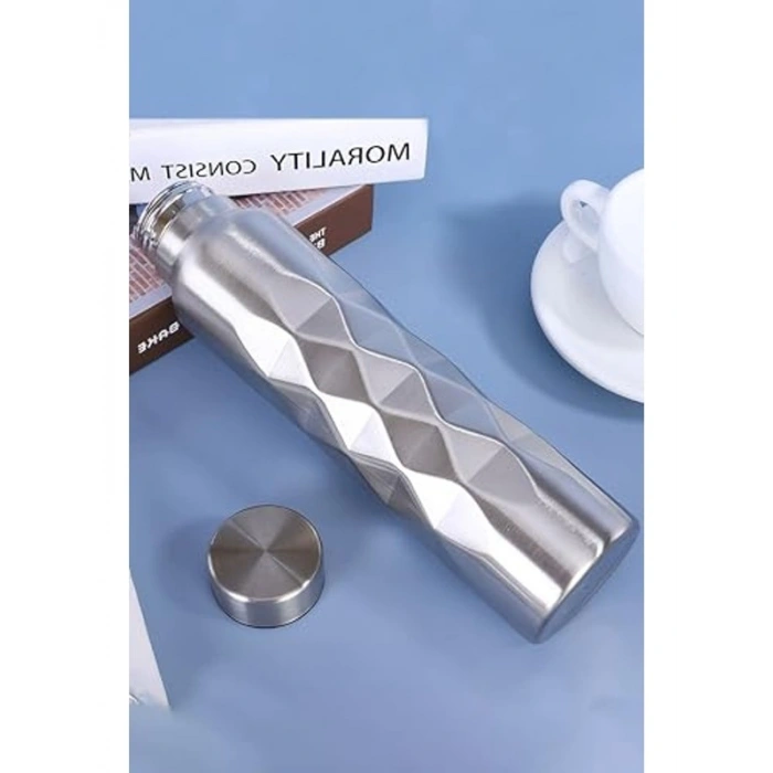 1000 ml Kapasiteli Çelik Gri Sporcu Matara - Isı Koruma Özelliği