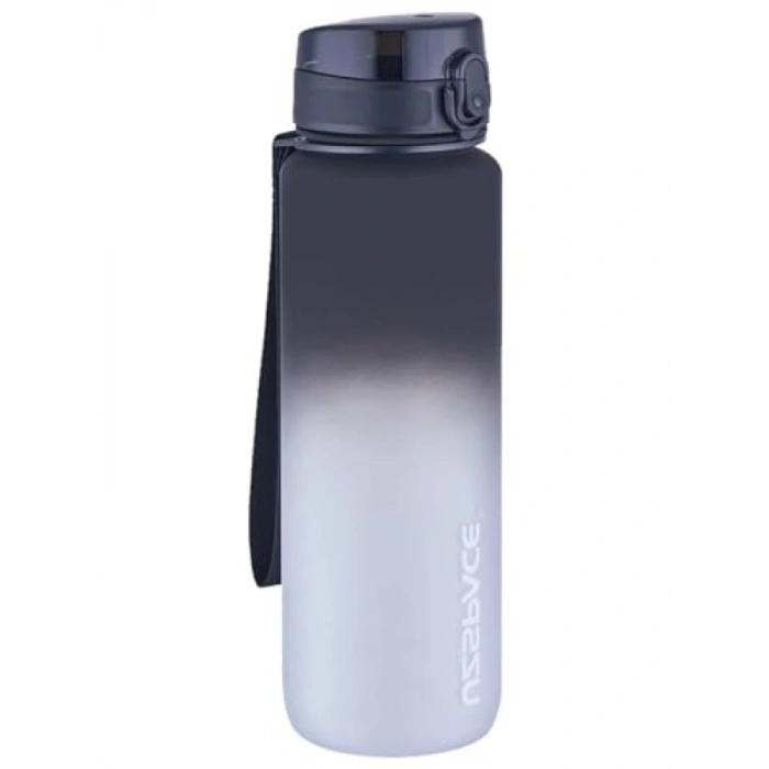1000 ml Soft Touch Motivasyon Tritan Su Matarası (Siyah-Beyaz)