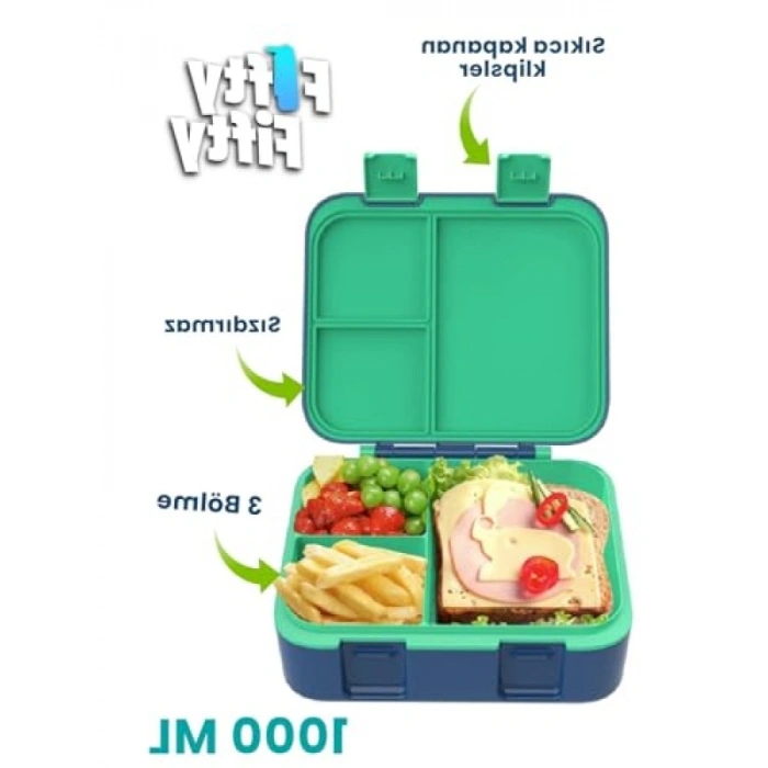 1000 ml Üç Bölmeli Sızdırmaz Çocuk Beslenme Kutusu