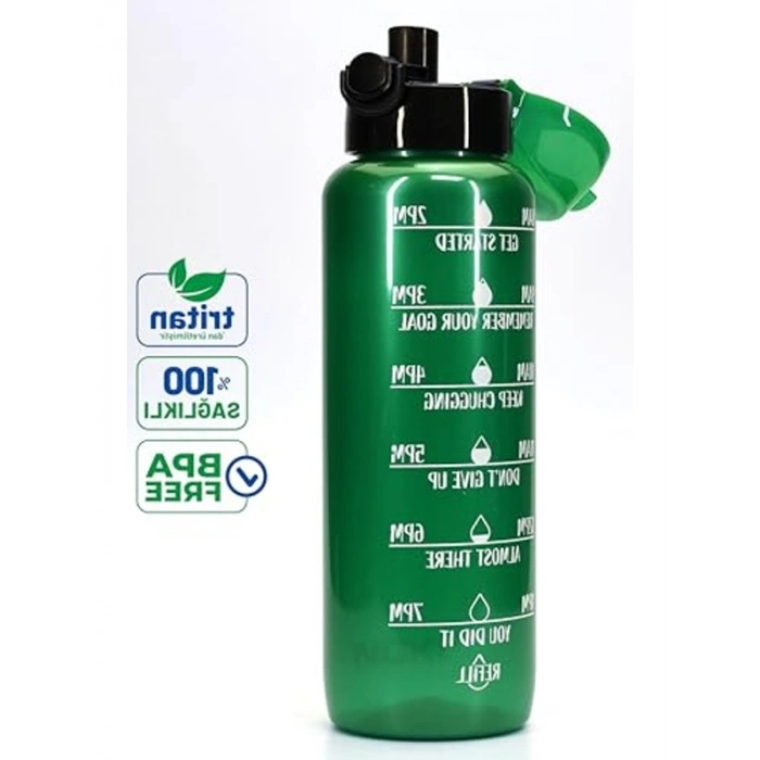 1000 mL Yeşil Su Matarası, Motivasyonel Spor Tasarım